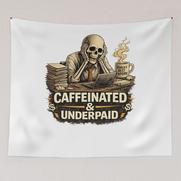 Item preview, Caffeinated & Underpaid – Relatable Work Humor Coffee designed and sold by CraftLum.