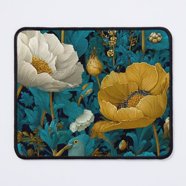 Item preview, Sapphire & Transformative Teal Botanica – Luxe Art Nouveau Florals (Gold Accents) designed and sold by Ewa Miller.