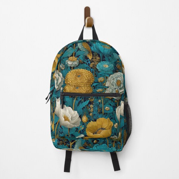 Item preview, Sapphire & Transformative Teal Botanica – Luxe Art Nouveau Florals (Gold Accents) designed and sold by Ewa Miller.