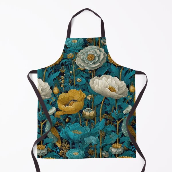 Item preview, Sapphire & Transformative Teal Botanica – Luxe Art Nouveau Florals (Gold Accents) designed and sold by Ewa Miller.