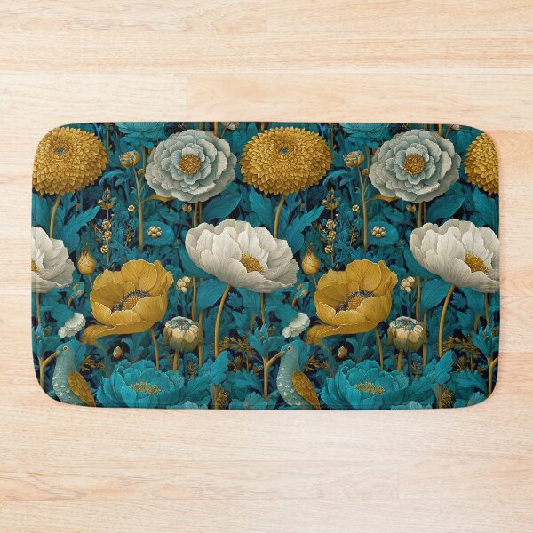 Item preview, Sapphire & Transformative Teal Botanica – Luxe Art Nouveau Florals (Gold Accents) designed and sold by Ewa Miller.
