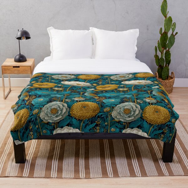 Item preview, Sapphire & Transformative Teal Botanica – Luxe Art Nouveau Florals (Gold Accents) designed and sold by Ewa Miller.