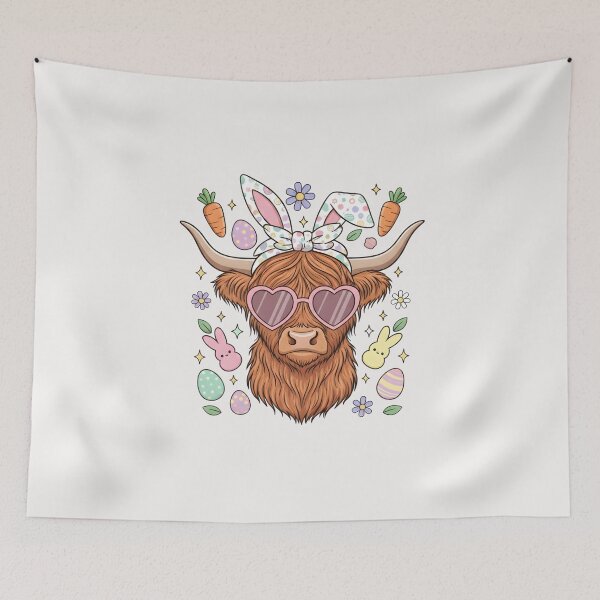 Item preview, Easter Day Highland Cow, Retro Easter, Easter Bunny, Easter Day, Cute Cow, Happy Easter Design designed and sold by DesignDenDo ⭐⭐⭐⭐⭐.