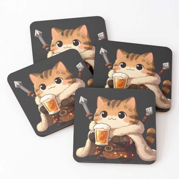 Item preview, Adorable Barbarian Cat Dwarf with Beer Mug & Axes designed and sold by Easterneyes.