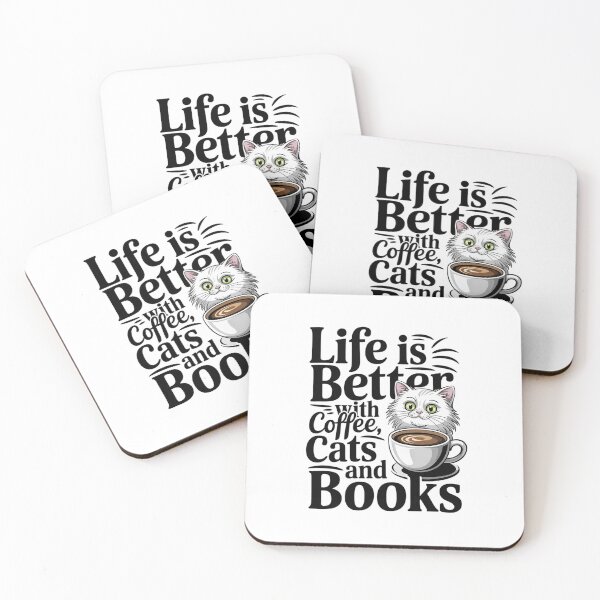 Item preview, Life Is better With Coffee, Cats And Books designed and sold by joyouartArt.