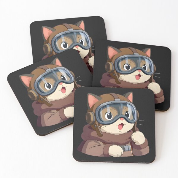 Item preview, Adorable Anime Pilot Cat with Goggles and Scarf designed and sold by Easterneyes.
