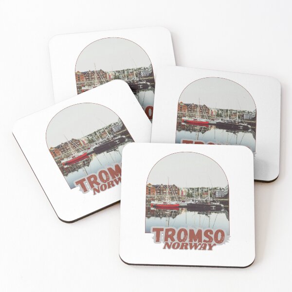 Item preview, Tromso Scandinavia Retro Snow Landscape Travel Sticker designed and sold by Artistshert.