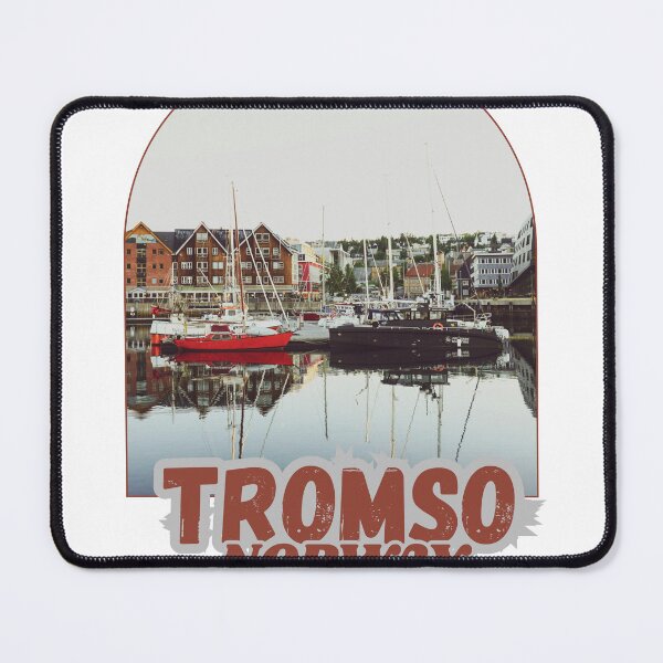 Item preview, Tromso Scandinavia Retro Snow Landscape Travel Sticker designed and sold by Artistshert.