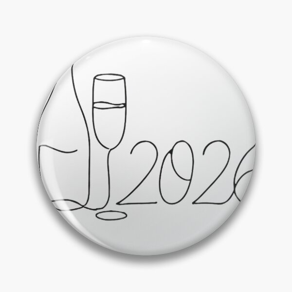 Item preview, A continuous, single line drawing that flows to create a champagne bottle, a glass, and the numbers "2026". designed and sold by STICKERS FOR SALE NOW.