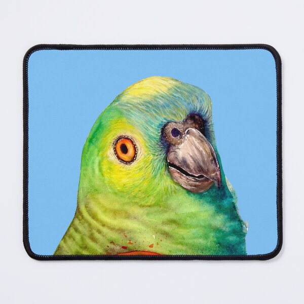 Item preview, Blue Fronted Amazon Parrot watercolour bird painting designed and sold by art-elodie-g.