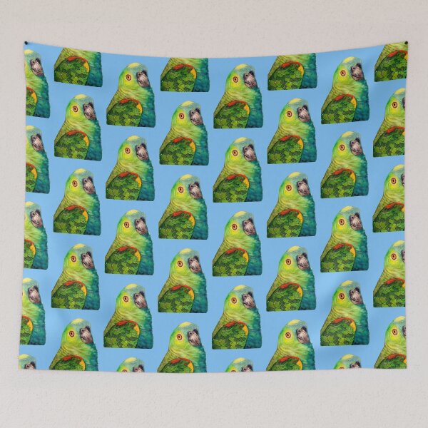 Item preview, Blue Fronted Amazon Parrot watercolour bird painting designed and sold by art-elodie-g.
