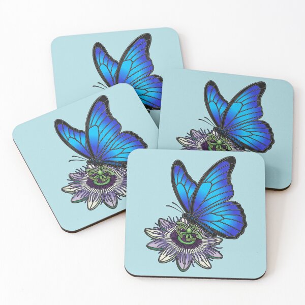 Item preview, Blue Morpho Butterfly Passionflower Art designed and sold by BirdsnStuff.