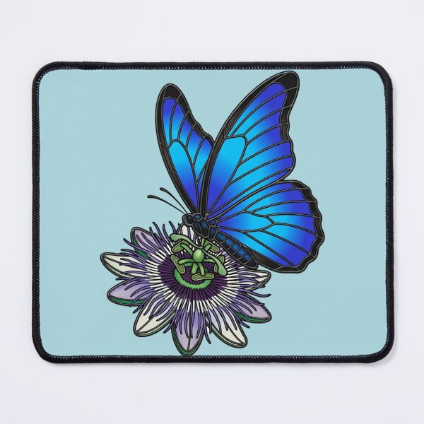 Item preview, Blue Morpho Butterfly Passionflower Art designed and sold by BirdsnStuff.