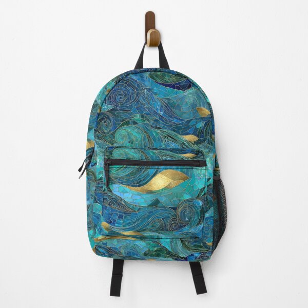 Item preview, Sapphire Tide Mosaic – Transformative Teal Ocean Waves with Gold Veins designed and sold by Ewa Miller.