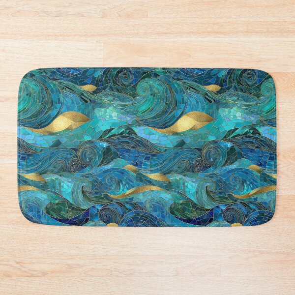 Item preview, Sapphire Tide Mosaic – Transformative Teal Ocean Waves with Gold Veins designed and sold by Ewa Miller.