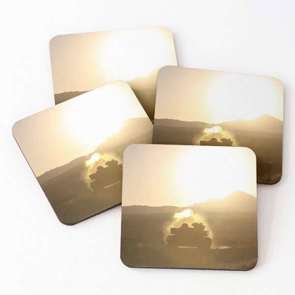 Item preview, Military Tank Silhouette Against a Glowing Sunset designed and sold by Makaronia.