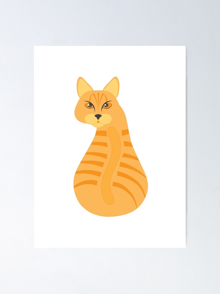 Orange Tabby Cat Sitting Looking Back Color Drawing Poster By Jpldesigns Redbubble