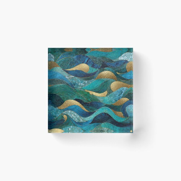 Item preview, Sapphire Tide Mosaic – Transformative Teal Ocean Waves with Gold Veins designed and sold by Ewa Miller.