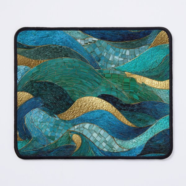 Item preview, Sapphire Tide Mosaic – Transformative Teal Ocean Waves with Gold Veins designed and sold by Ewa Miller.