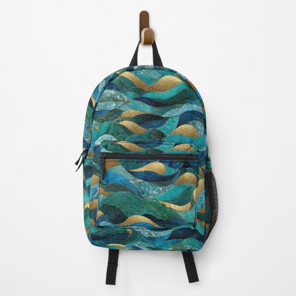 Item preview, Sapphire Tide Mosaic – Transformative Teal Ocean Waves with Gold Veins designed and sold by Ewa Miller.