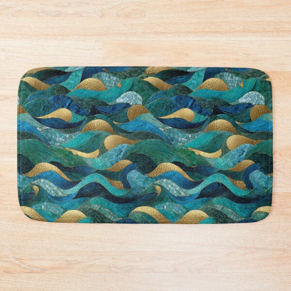 Item preview, Sapphire Tide Mosaic – Transformative Teal Ocean Waves with Gold Veins designed and sold by Ewa Miller.