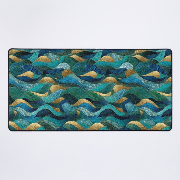 Item preview, Sapphire Tide Mosaic – Transformative Teal Ocean Waves with Gold Veins designed and sold by Ewa Miller.