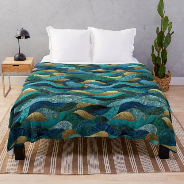 Item preview, Sapphire Tide Mosaic – Transformative Teal Ocean Waves with Gold Veins designed and sold by Ewa Miller.