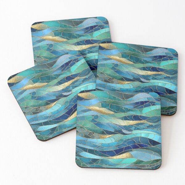Item preview, Sapphire Tide Mosaic – Transformative Teal Ocean Waves with Gold Veins designed and sold by Ewa Miller.