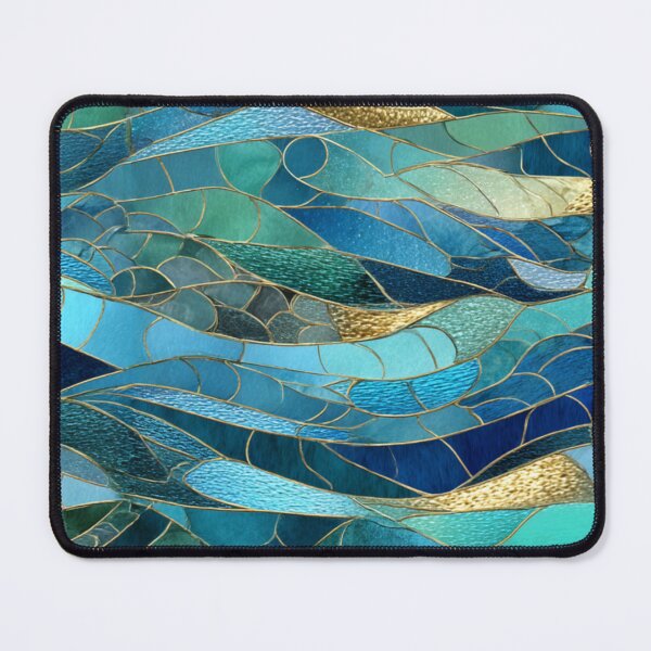 Item preview, Sapphire Tide Mosaic – Transformative Teal Ocean Waves with Gold Veins designed and sold by Ewa Miller.