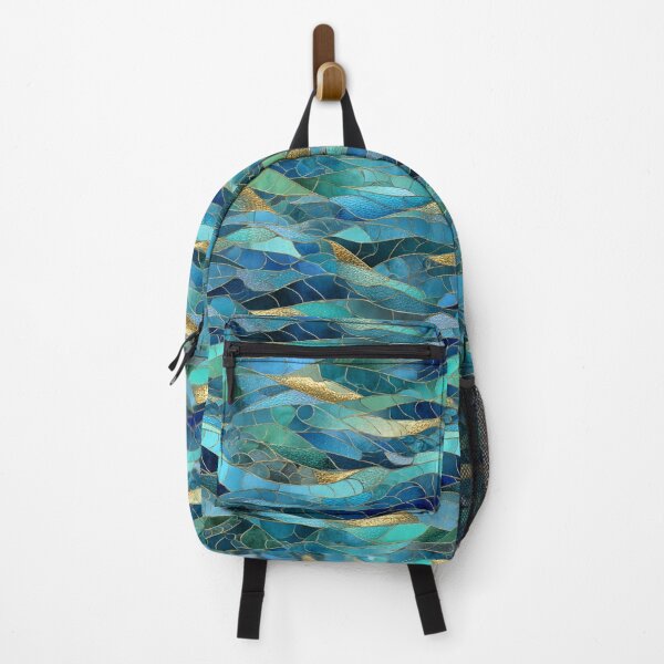 Item preview, Sapphire Tide Mosaic – Transformative Teal Ocean Waves with Gold Veins designed and sold by Ewa Miller.