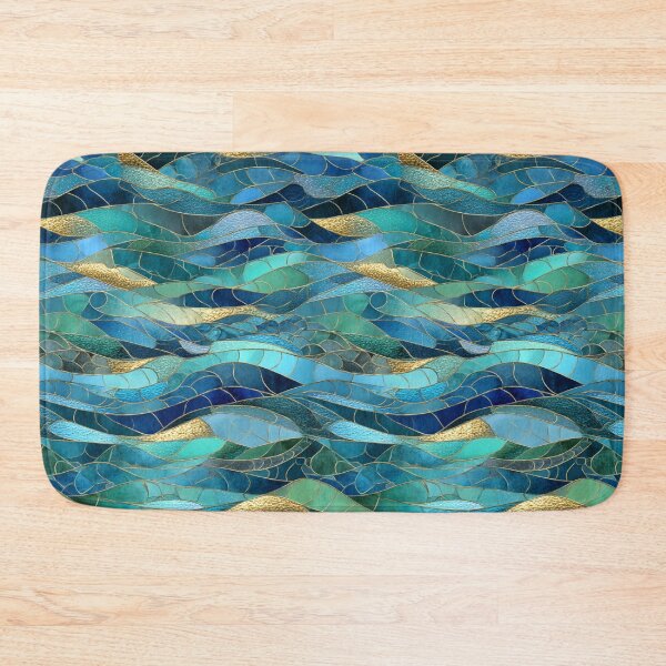 Item preview, Sapphire Tide Mosaic – Transformative Teal Ocean Waves with Gold Veins designed and sold by Ewa Miller.