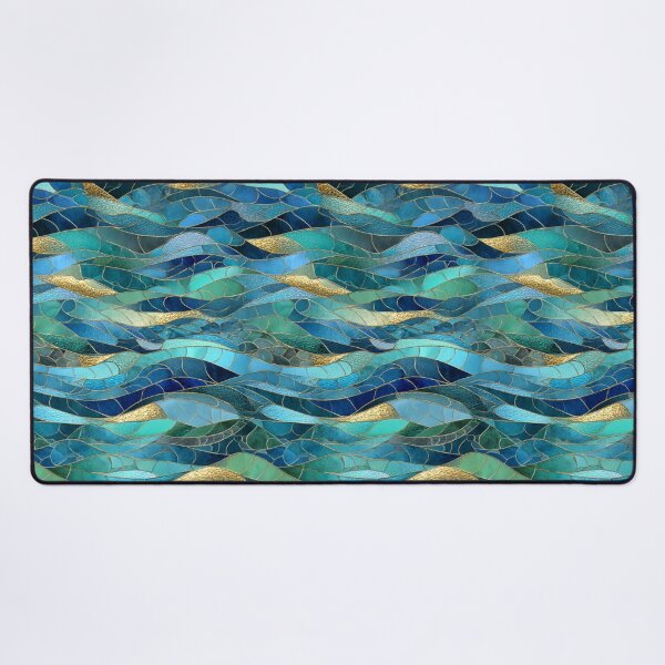 Item preview, Sapphire Tide Mosaic – Transformative Teal Ocean Waves with Gold Veins designed and sold by Ewa Miller.