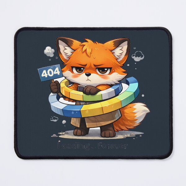 Item preview, 404 Error Loading Forever Cute Grumpy Fox Meme Website Down Debugging Cartoon designed and sold by Still Breathing Studio.