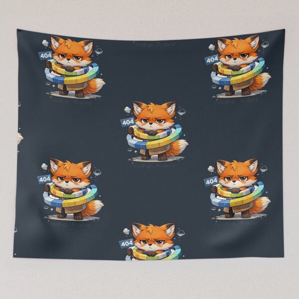 Item preview, 404 Error Loading Forever Cute Grumpy Fox Meme Website Down Debugging Cartoon designed and sold by Still Breathing Studio.