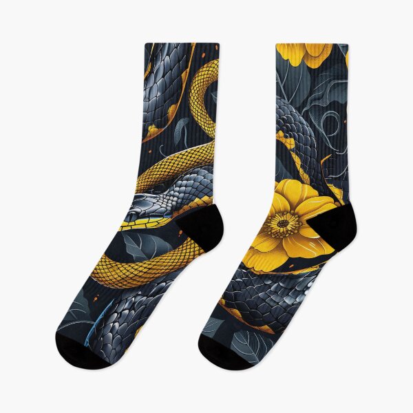 Item preview, Black snake in a sea of yellow flowers – Floral art designed and sold by Mauswohn.