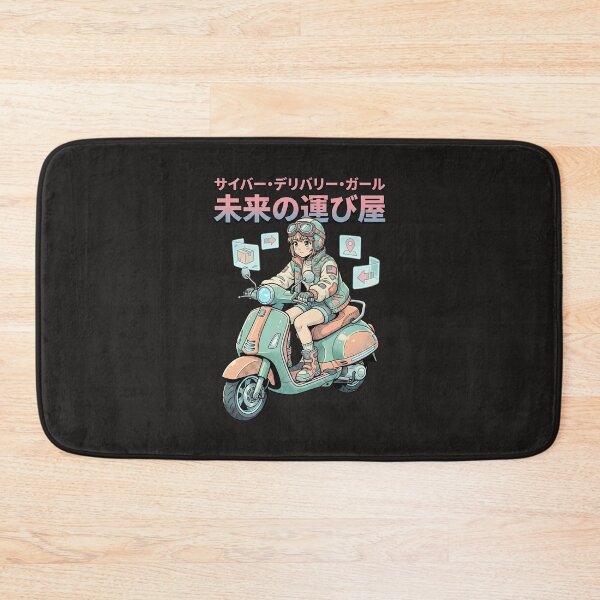 Item preview, Cyberpunk Anime Delivery Girl - Futuristic Retro Scooter Art designed and sold by AwesomeBeyondLimits.