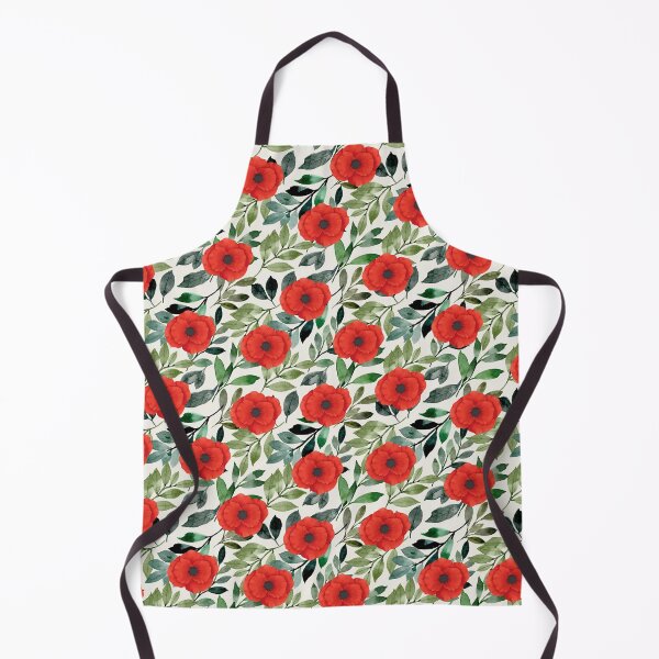 Item preview, Watercolor Red Poppy Floral Pattern on Cream Background designed and sold by ArtDesignRemix.