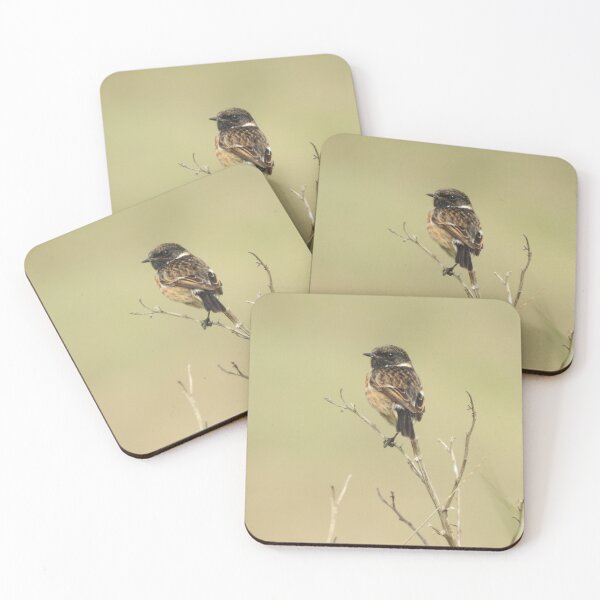 Item preview, Male Stonechat perching on the end of a twig designed and sold by TwistedClassics.