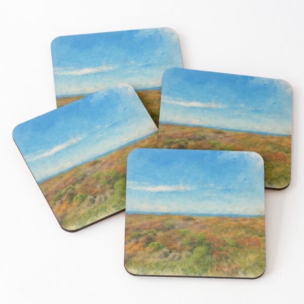 Item preview, Brittany Coastal Heath with Ocean View – Watercolor Landscape designed and sold by M.ALK.Watercolor.