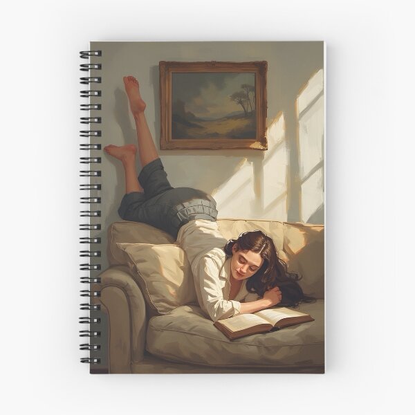 Item preview, Woman Reading on a Sofa, Cozy Book Lover Art designed and sold by Neonyx2020.