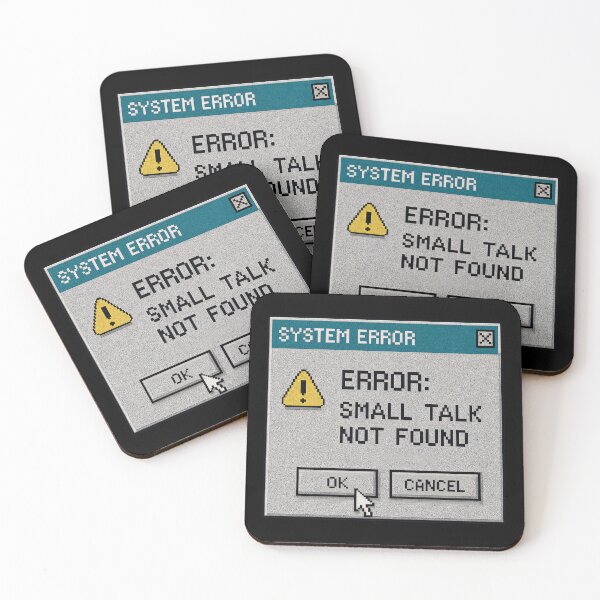 Item preview, Small Talk Not Found – Retro Internet Humor Error Message Design designed and sold by Mad Factory Designs.
