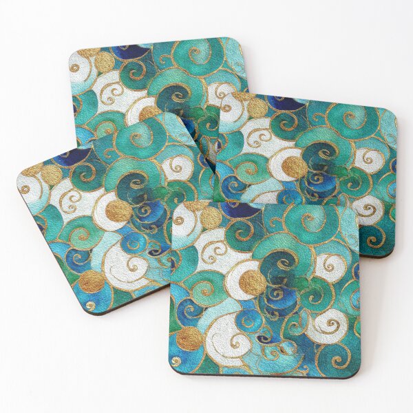Item preview, Teal & Gold Reverie – Art Nouveau Watercolor Patterns (Klimt-Inspired) designed and sold by Ewa Miller.