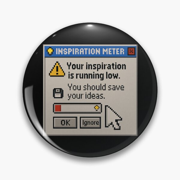Item preview, Running on Low Inspiration – Retro Internet Humor Creative Burnout Design designed and sold by Mad Factory Designs.