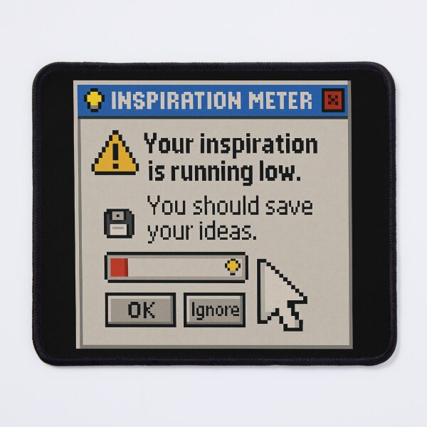 Item preview, Running on Low Inspiration – Retro Internet Humor Creative Burnout Design designed and sold by Mad Factory Designs.