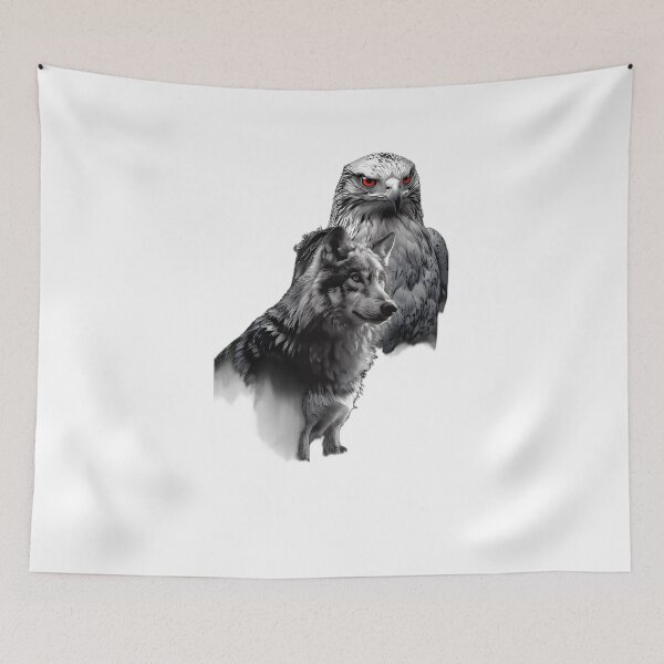 Item preview, Majestic Wolf and Hawk Spirit Animal Art  designed and sold by Crown & Claw.