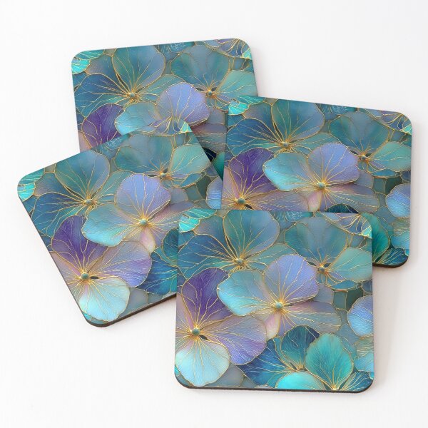 Item preview, Midnight Teal Aura: Golden Gilded Blooms designed and sold by Ewa Miller.