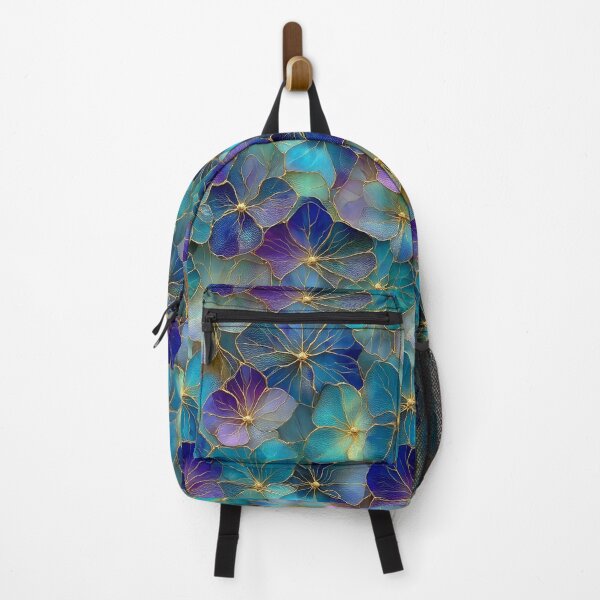 Item preview, Midnight Teal Aura: Golden Gilded Blooms designed and sold by Ewa Miller.