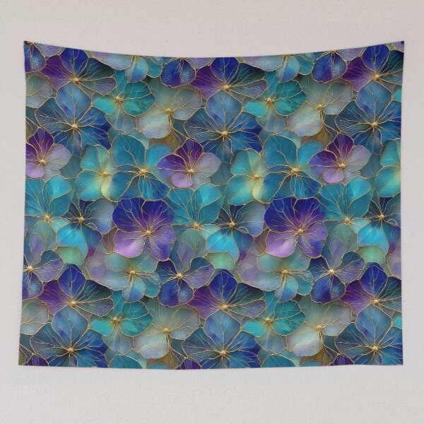 Item preview, Midnight Teal Aura: Golden Gilded Blooms designed and sold by Ewa Miller.