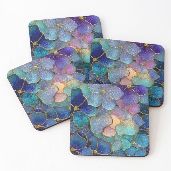 Item preview, Midnight Teal Aura: Golden Gilded Blooms designed and sold by Ewa Miller.