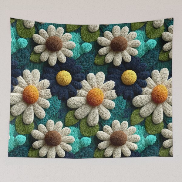 Item preview, Cozy Mint Garden: 3D Knitted Chamomile Bliss designed and sold by Ewa Miller.